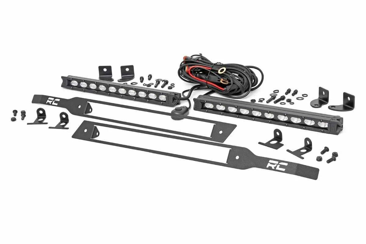 Fits Silverado 1500(19-22) LED Light Grille Mount 10_ Black Slimline Pair 70817